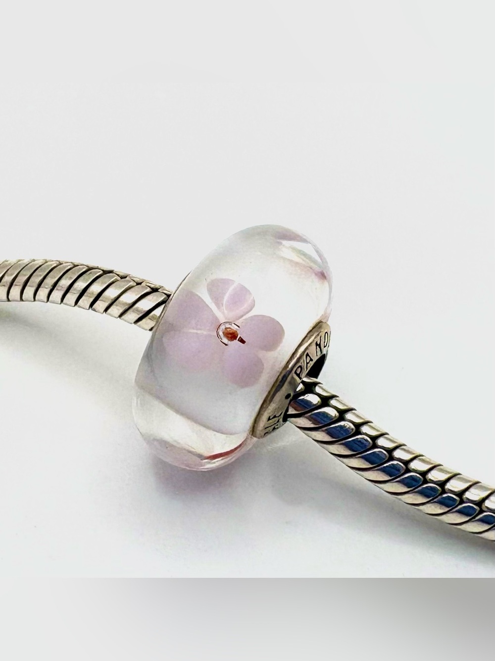 Pandora Cherry Blossom Murano Glass Sterling Silver Charm